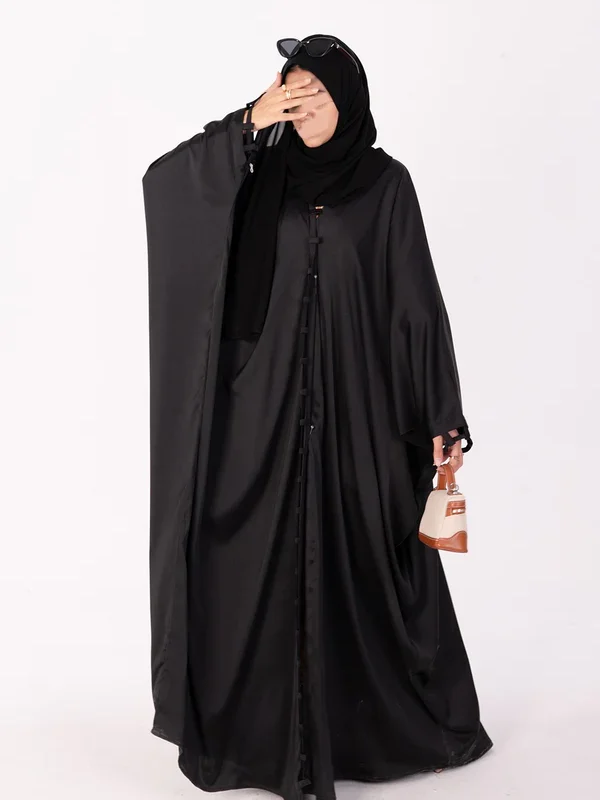Midnight Elegance Silk Abaya