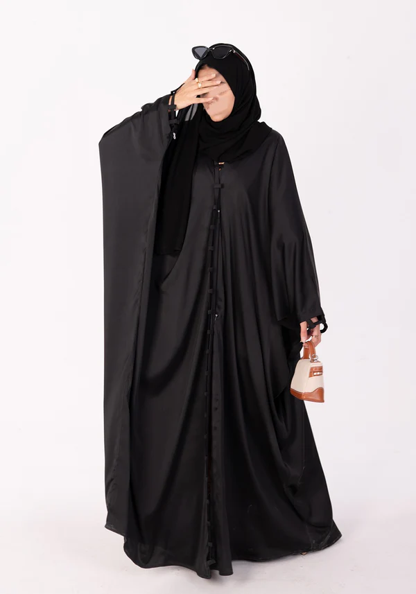 Midnight Elegance Silk Abaya